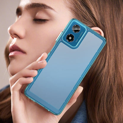 For Motorola Moto G04 Colorful Series Acrylic Hybrid TPU Phone Case(Transparent Blue) - Motorola Cases by PMC Jewellery | Online Shopping South Africa | PMC Jewellery | Buy Now Pay Later Mobicred