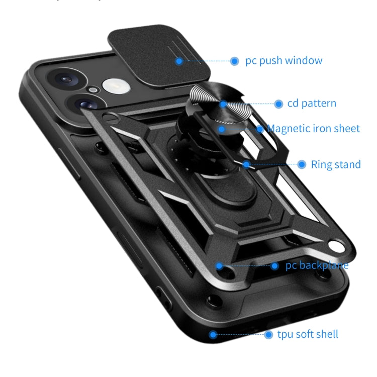 For iPhone 16 Sliding Camera Cover Design TPU+PC Phone Case(Black) - iPhone 16 Cases by PMC TechLife | Online Shopping South Africa | PMC TechLife | Buy Now Pay Later Mobicred