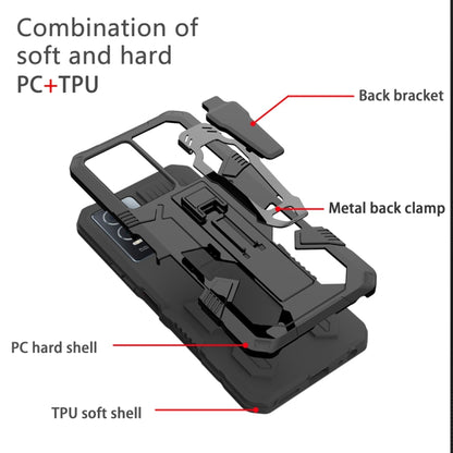 For vivo V27e Armor Warrior Shockproof PC + TPU Phone Case(Black) - vivo Cases by PMC Jewellery | Online Shopping South Africa | PMC Jewellery | Buy Now Pay Later Mobicred