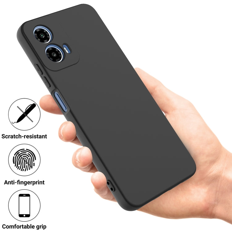 For Motorola Moto G34 Pure Color Liquid Silicone Shockproof Phone Case(Black) - Motorola Cases by PMC Jewellery | Online Shopping South Africa | PMC Jewellery | Buy Now Pay Later Mobicred