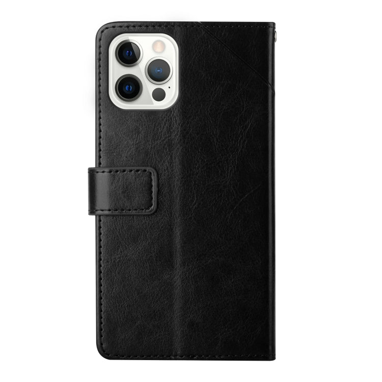 For iPhone 16 Pro HT01 Y-shaped Pattern Flip Leather Phone Case(Black) - iPhone 16 Pro Cases by PMC TechLife | Online Shopping South Africa | PMC TechLife | Buy Now Pay Later Mobicred