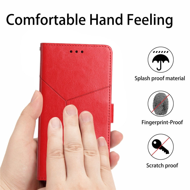 For iPhone 16 Plus HT01 Y-shaped Pattern Flip Leather Phone Case(Red) - iPhone 16 Plus Cases by PMC Jewellery | Online Shopping South Africa | PMC Jewellery | Buy Now Pay Later Mobicred