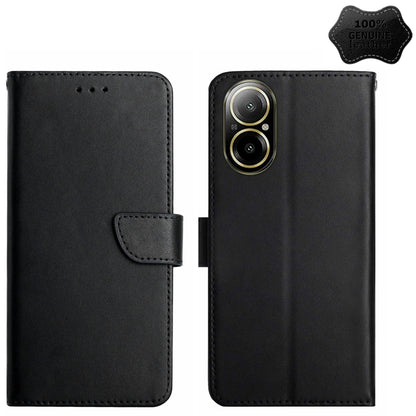 For Realme C67 4G Genuine Leather Fingerprint-proof Flip Phone Case(Black) - C67 Cases by PMC Jewellery | Online Shopping South Africa | PMC Jewellery | Buy Now Pay Later Mobicred