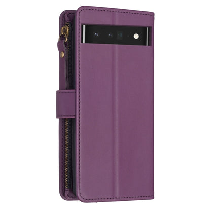 For Google Pixel 7 Pro 9 Card Slots Zipper Wallet Leather Flip Phone Case(Dark Purple) - Google Cases by PMC Jewellery | Online Shopping South Africa | PMC Jewellery | Buy Now Pay Later Mobicred