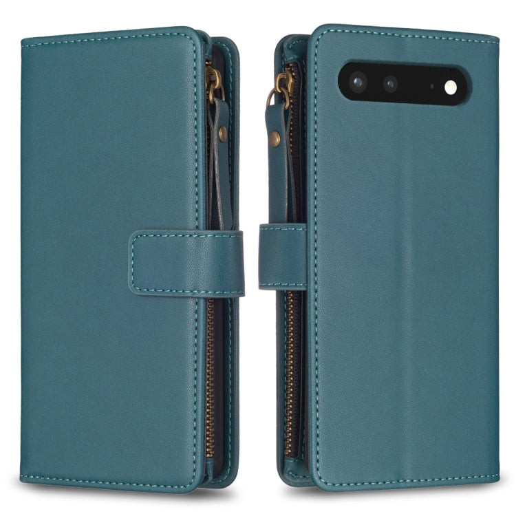 For Google Pixel 7 9 Card Slots Zipper Wallet Leather Flip Phone Case(Green) - Google Cases by PMC Jewellery | Online Shopping South Africa | PMC Jewellery | Buy Now Pay Later Mobicred