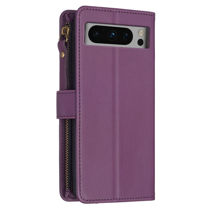 For Google Pixel 8 Pro 9 Card Slots Zipper Wallet Leather Flip Phone Case(Dark Purple) - Google Cases by PMC Jewellery | Online Shopping South Africa | PMC Jewellery | Buy Now Pay Later Mobicred