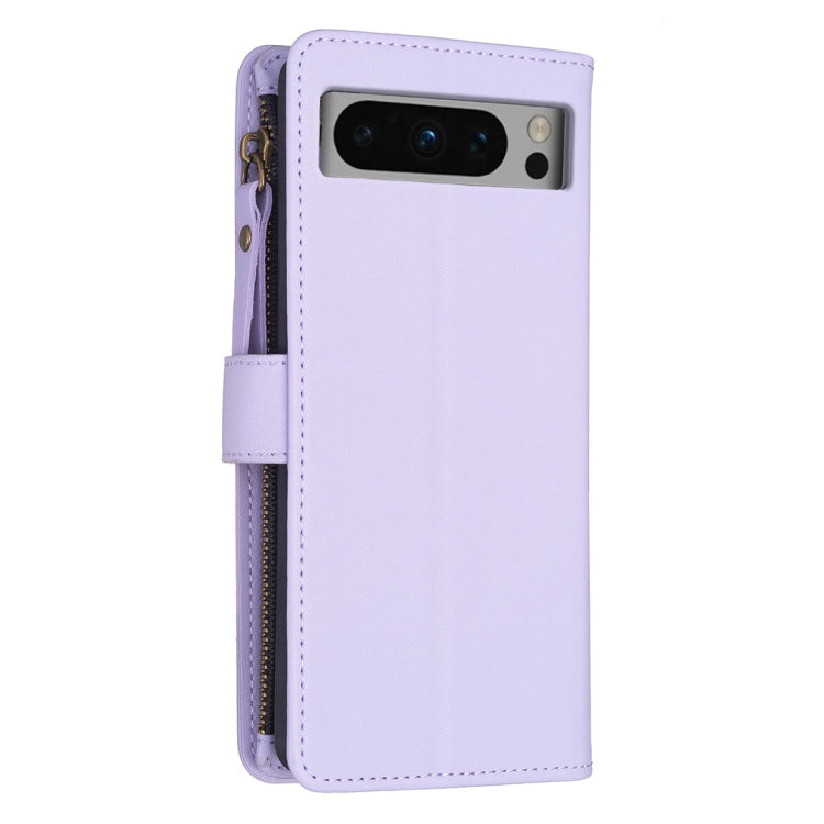 For Google Pixel 8 Pro 9 Card Slots Zipper Wallet Leather Flip Phone Case(Light Purple) - Google Cases by PMC Jewellery | Online Shopping South Africa | PMC Jewellery | Buy Now Pay Later Mobicred