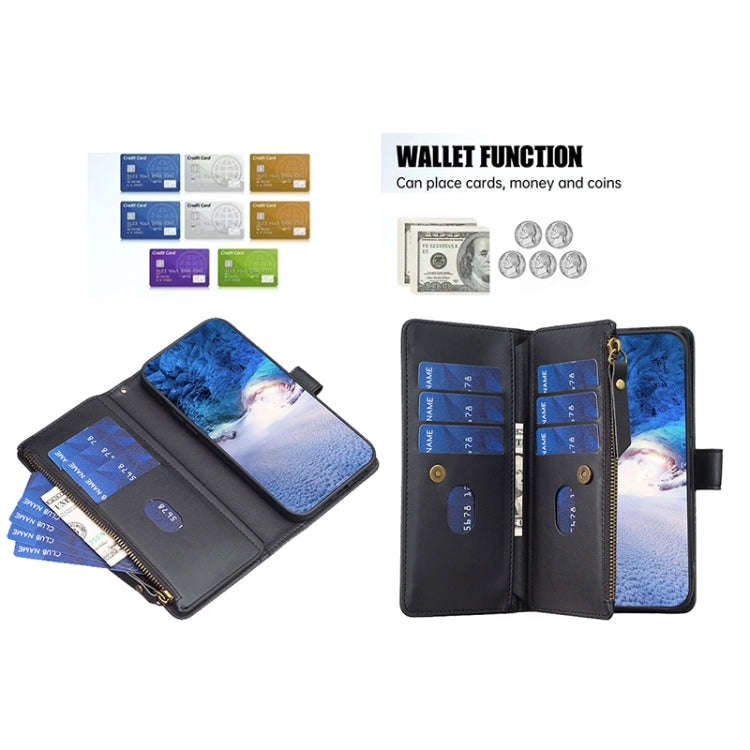For Google Pixel 8 9 Card Slots Zipper Wallet Leather Flip Phone Case(Black) - Google Cases by PMC TechLife | Online Shopping South Africa | PMC TechLife | Buy Now Pay Later Mobicred