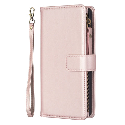 For Xiaomi Redmi Note 12 Pro 9 Card Slots Zipper Wallet Leather Flip Phone Case(Rose Gold) - Xiaomi Cases by PMC Jewellery | Online Shopping South Africa | PMC Jewellery | Buy Now Pay Later Mobicred