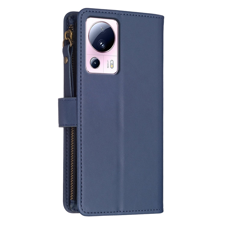 For Xiaomi 13 Lite 9 Card Slots Zipper Wallet Leather Flip Phone Case(Blue) - 13 Lite Cases by PMC Jewellery | Online Shopping South Africa | PMC Jewellery | Buy Now Pay Later Mobicred