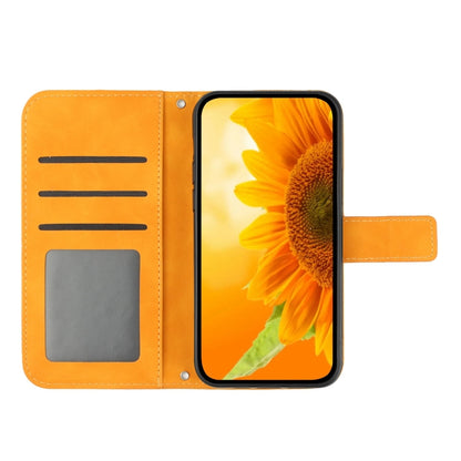 For iPhone SE 2024 Skin Feel Sun Flower Embossed Flip Leather Phone Case with Lanyard(Yellow) - More iPhone Cases by PMC Jewellery | Online Shopping South Africa | PMC Jewellery | Buy Now Pay Later Mobicred