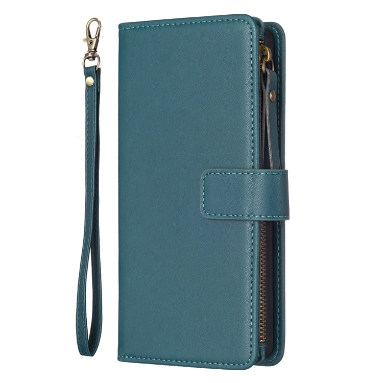 For OPPO Find X6 Pro 9 Card Slots Zipper Wallet Leather Flip Phone Case(Green) - OPPO Cases by PMC Jewellery | Online Shopping South Africa | PMC Jewellery | Buy Now Pay Later Mobicred