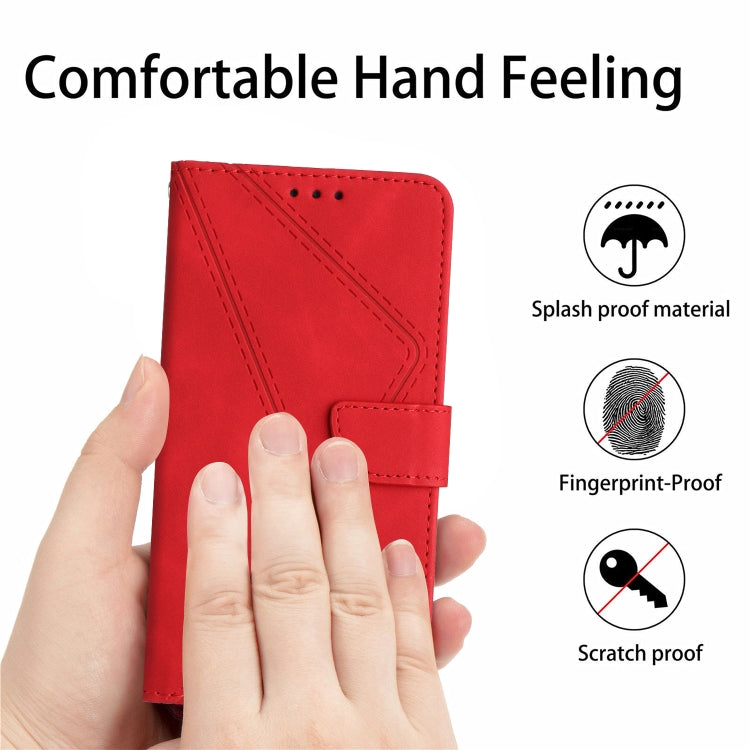 For vivo Y03 4G Stitching Embossed Leather Phone Case(Red) - vivo Cases by PMC Jewellery | Online Shopping South Africa | PMC Jewellery | Buy Now Pay Later Mobicred