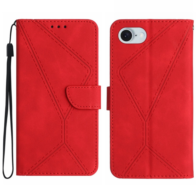 For iPhone SE 2024 Stitching Embossed Leather Phone Case(Red) - More iPhone Cases by PMC Jewellery | Online Shopping South Africa | PMC Jewellery | Buy Now Pay Later Mobicred