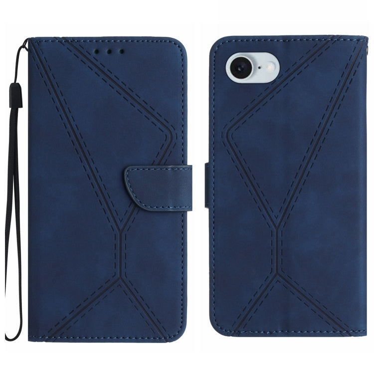 For iPhone SE 2024 Stitching Embossed Leather Phone Case(Blue) - More iPhone Cases by PMC Jewellery | Online Shopping South Africa | PMC Jewellery | Buy Now Pay Later Mobicred