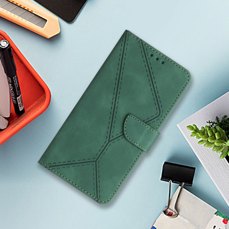 For iPhone 16 Plus Stitching Embossed Leather Phone Case(Green) - iPhone 16 Plus Cases by PMC TechLife | Online Shopping South Africa | PMC TechLife | Buy Now Pay Later Mobicred
