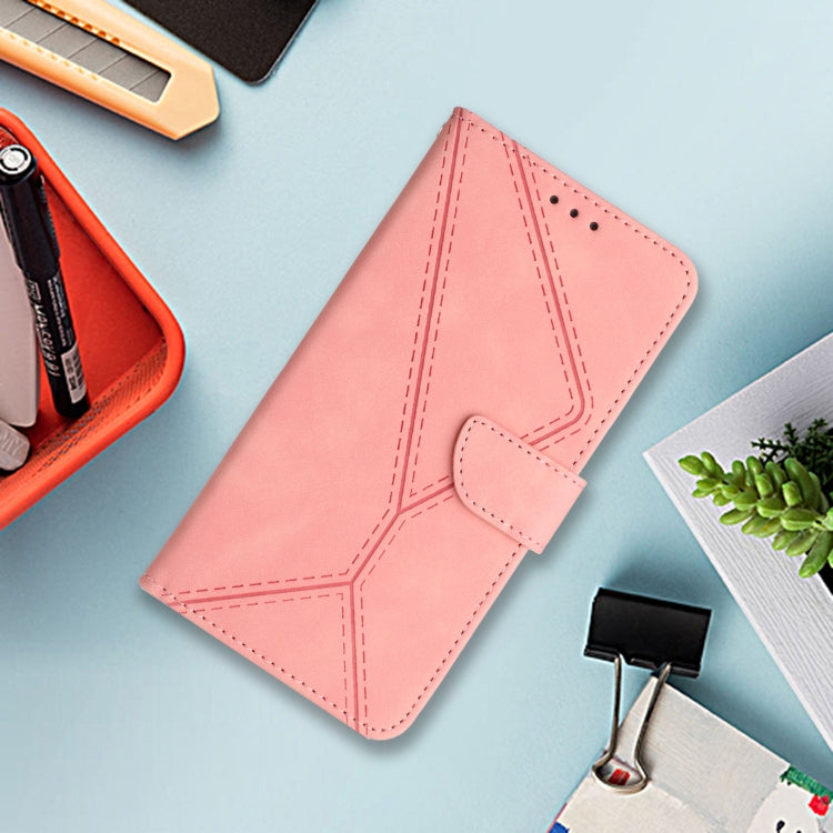 For iPhone 16 Stitching Embossed Leather Phone Case(Pink) - iPhone 16 Cases by PMC TechLife | Online Shopping South Africa | PMC TechLife | Buy Now Pay Later Mobicred