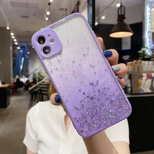 For iPhone 12 mini Starry Gradient Glitter Powder TPU Phone Case(Purple) - iPhone 12 mini Cases by PMC Jewellery | Online Shopping South Africa | PMC Jewellery