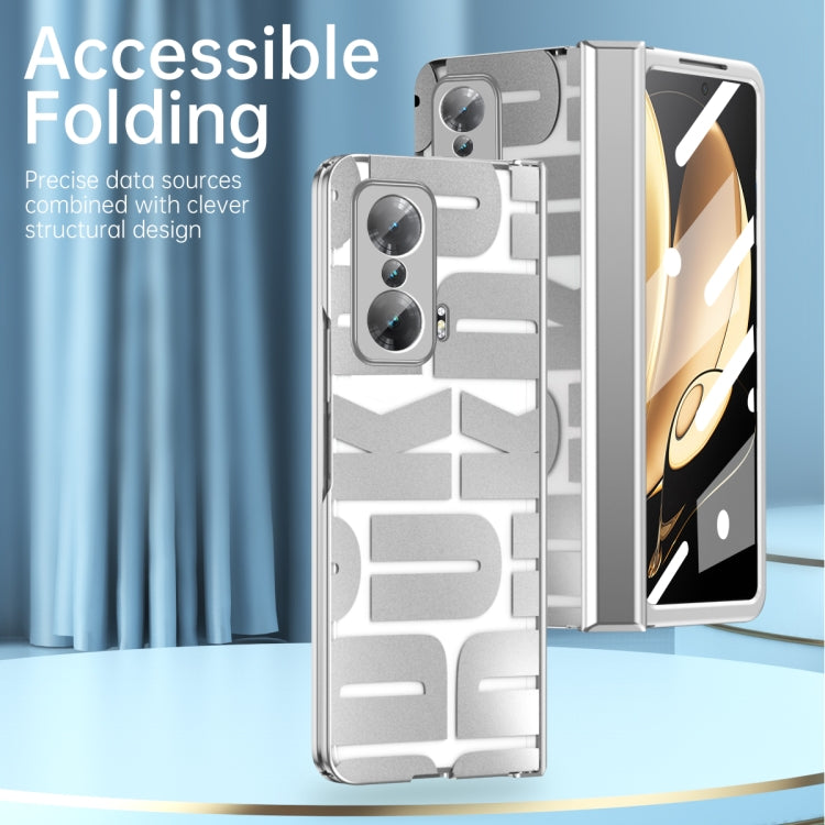For Honor Magic V Integrated Electroplating Folding Phone Case with Hinge(Blue) - Honor Cases by PMC TechLife | Online Shopping South Africa | PMC TechLife | Buy Now Pay Later Mobicred