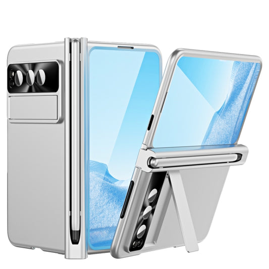 For Google Pixel Fold Integrated Electroplating Pen Slot Folding Phone Case with Stylus(Silver) - Google Cases by PMC Jewellery | Online Shopping South Africa | PMC Jewellery | Buy Now Pay Later Mobicred