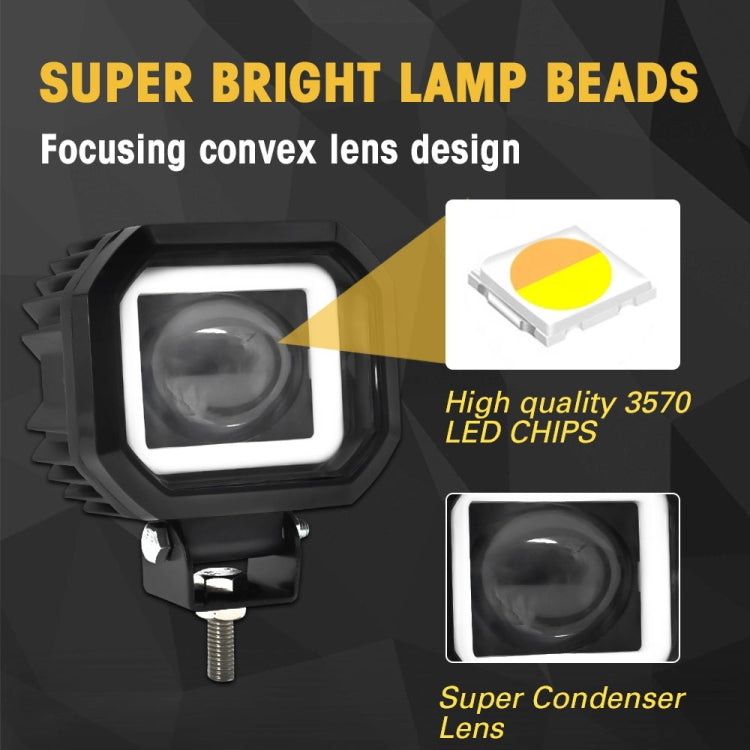 S12 Motorcycle Square Fisheye Lens Spotlight(Black) - Headlights by PMC Jewellery | Online Shopping South Africa | PMC Jewellery | Buy Now Pay Later Mobicred