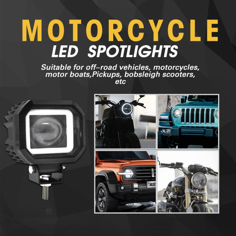 S12 Motorcycle Square Fisheye Lens Spotlight(Black) - Headlights by PMC Jewellery | Online Shopping South Africa | PMC Jewellery | Buy Now Pay Later Mobicred