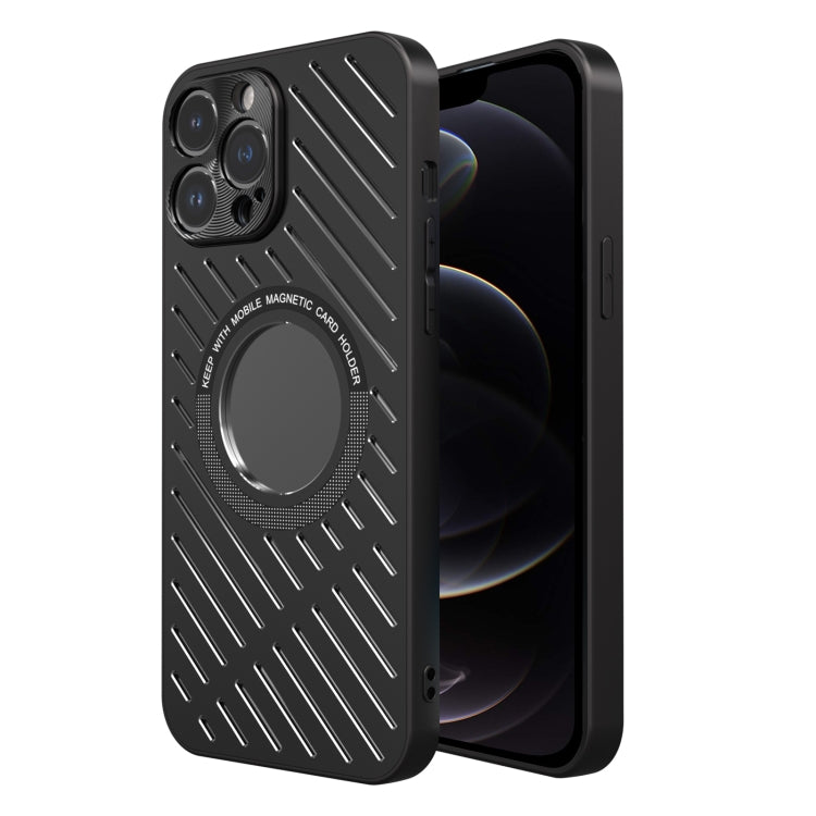 For iPhone 12 Pro R-JUST RJ57 CD Pattern MagSafe Cooling Phone Case(Black) - iPhone 12 / 12 Pro Cases by R-JUST | Online Shopping South Africa | PMC TechLife