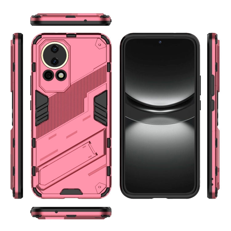 For Huawei nova 12 5G Punk Armor 2 in 1 PC + TPU Phone Case with Holder(Light Red) - Huawei Cases by PMC Jewellery | Online Shopping South Africa | PMC Jewellery | Buy Now Pay Later Mobicred