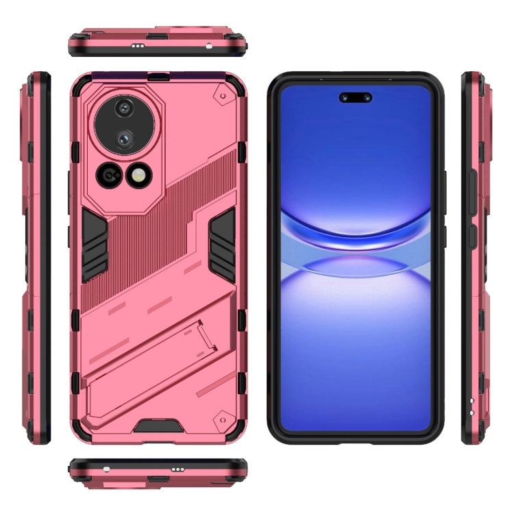 For Huawei nova 12 Pro Punk Armor 2 in 1 PC + TPU Phone Case with Holder(Light Red) - Huawei Cases by PMC Jewellery | Online Shopping South Africa | PMC Jewellery | Buy Now Pay Later Mobicred