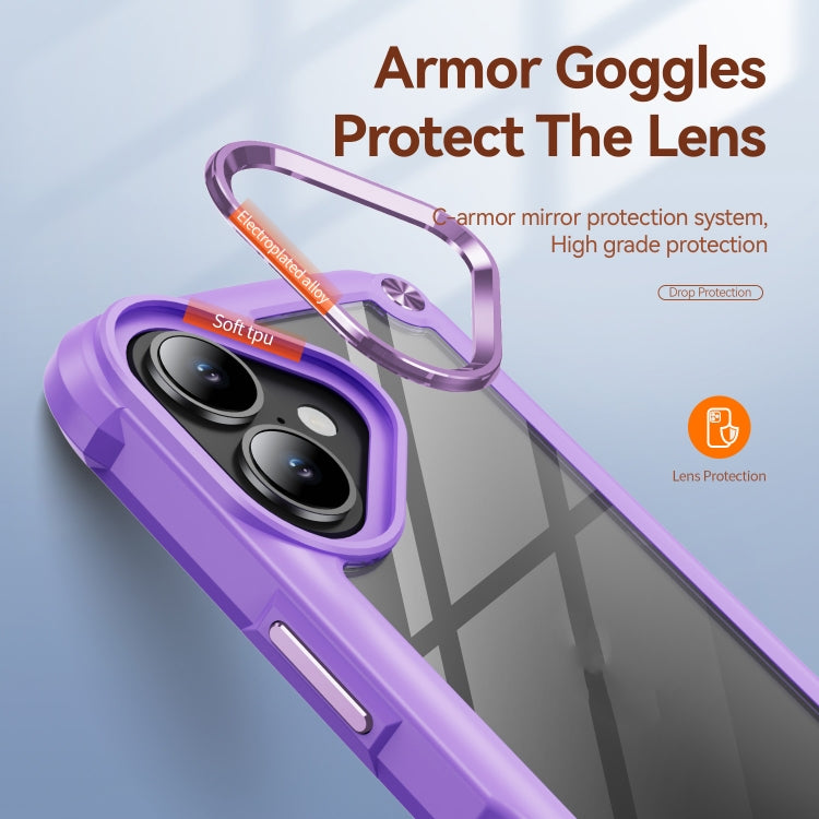 For iPhone 16 TPU + PC Lens Protection Phone Case(Purple) - iPhone 16 Cases by PMC Jewellery | Online Shopping South Africa | PMC Jewellery | Buy Now Pay Later Mobicred