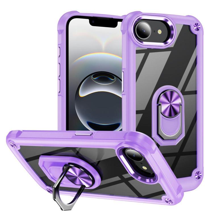 For iPhone 16e TPU + PC Lens Protection Phone Case with Ring Holder(Purple) - iPhone 16e Cases by PMC TechLife | Online Shopping South Africa | PMC TechLife | Buy Now Pay Later Mobicred