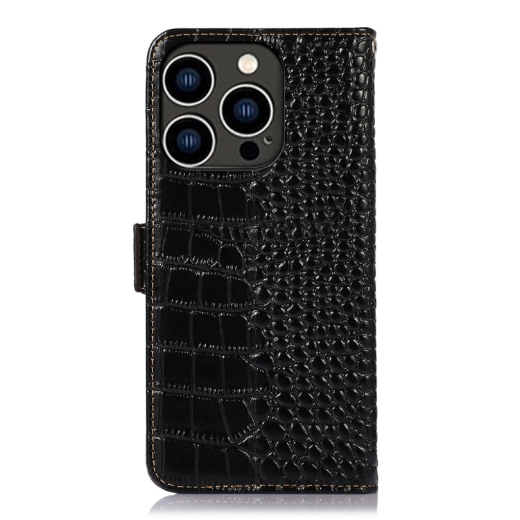 For iPhone 16 Pro Crocodile Top Layer Cowhide Leather Phone Case(Black) - iPhone 16 Pro Cases by PMC TechLife | Online Shopping South Africa | PMC TechLife | Buy Now Pay Later Mobicred