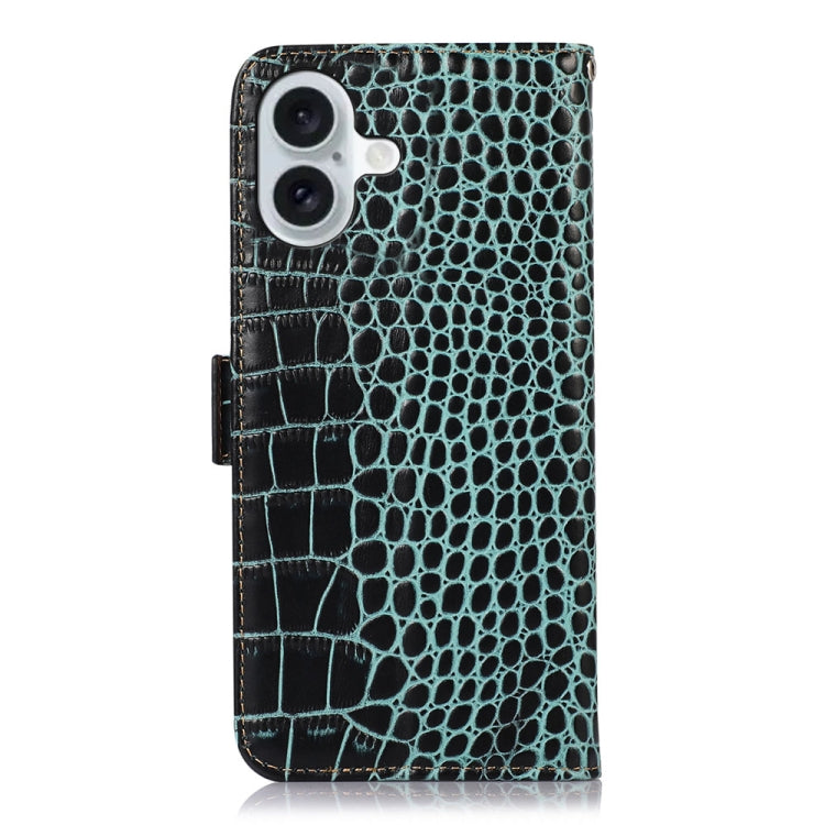 For iPhone 16 Plus Crocodile Top Layer Cowhide Leather Phone Case(Green) - free shipping - PMC TechLife - Order now!