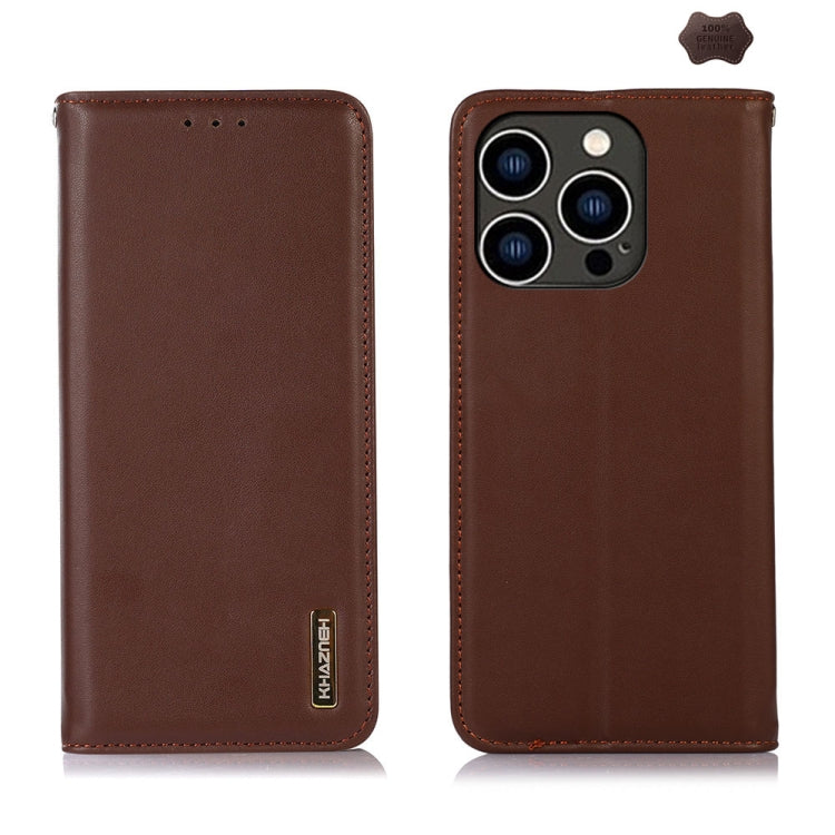 For iPhone 16 Pro Max KHAZNEH Nappa Top Layer Cowhide Leather Phone Case(Brown) - iPhone 16 Pro Max Cases by PMC Jewellery | Online Shopping South Africa | PMC Jewellery | Buy Now Pay Later Mobicred