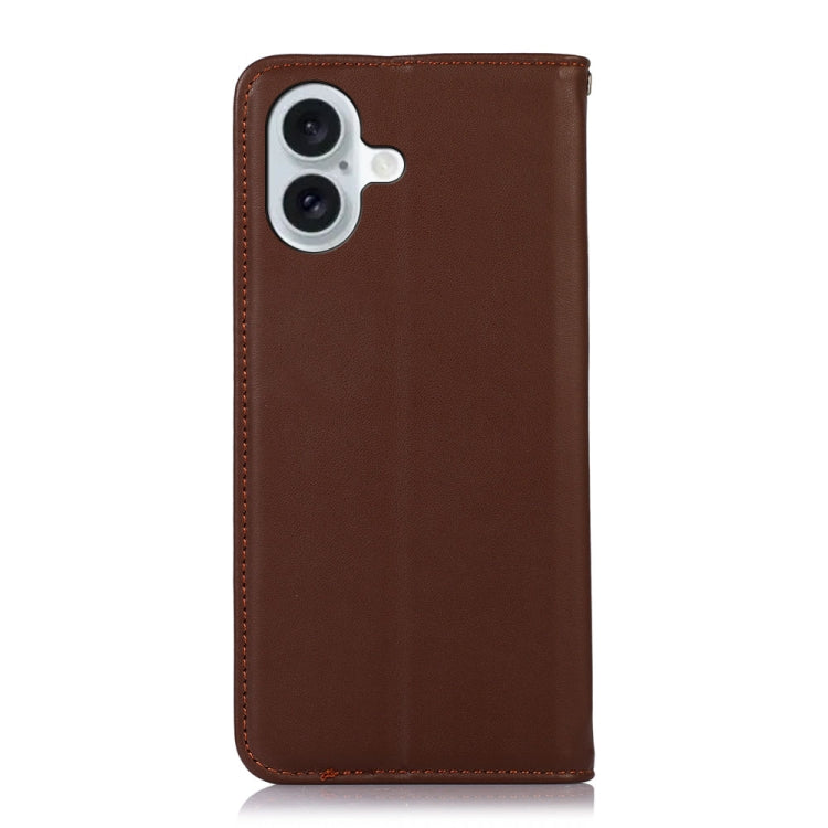 For iPhone 16 KHAZNEH Nappa Top Layer Cowhide Leather Phone Case(Brown) - iPhone 16 Cases by PMC Jewellery | Online Shopping South Africa | PMC Jewellery | Buy Now Pay Later Mobicred