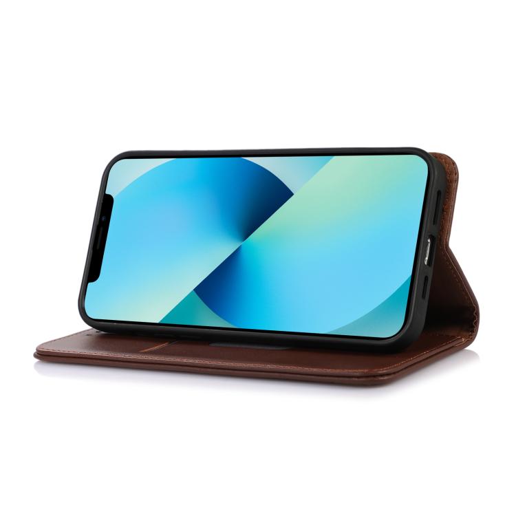 For iPhone 17 Pro Max KHAZNEH Nappa Top Layer Cowhide Leather Phone Case(Brown) - free shipping - PMc TechLife - Order now!