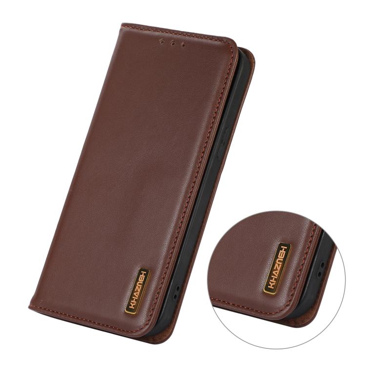 For iPhone 17 Pro Max KHAZNEH Nappa Top Layer Cowhide Leather Phone Case(Brown) - free shipping - PMc TechLife - Order now!
