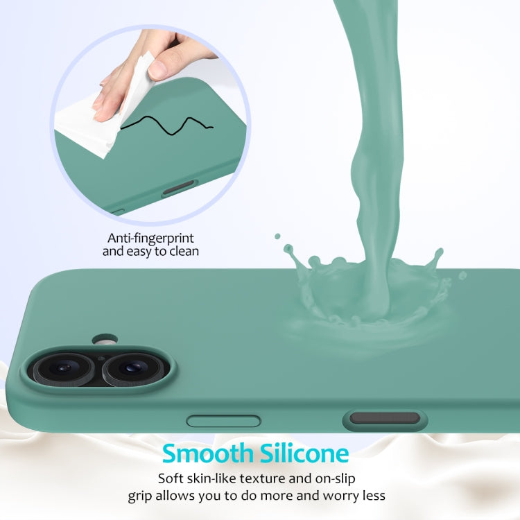 For iPhone 16 Plus Solid Color Silicone Phone Case(Pine Needle Green) - More iPhone Cases by PMC Jewellery | Online Shopping South Africa | PMC Jewellery | Buy Now Pay Later Mobicred