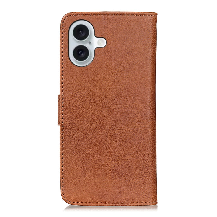 For iPhone 16 KHAZNEH Cowhide Texture Horizontal Flip Leather Phone Case(Brown) - iPhone 16 Cases by PMC Jewellery | Online Shopping South Africa | PMC Jewellery | Buy Now Pay Later Mobicred