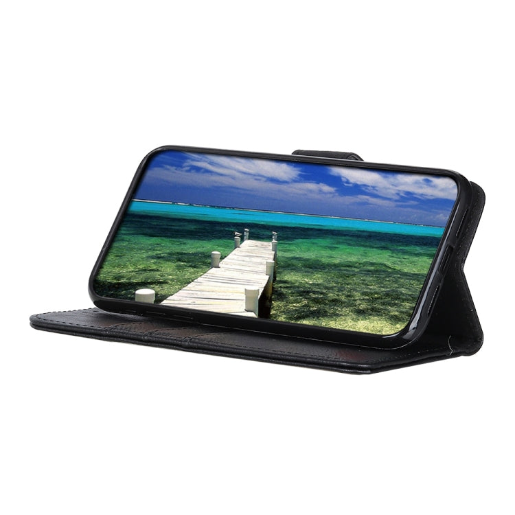 For iPhone 16e KHAZNEH Cowhide Texture Horizontal Flip Leather Phone Case(Black) - iPhone 16e Cases by PMC TechLife | Online Shopping South Africa | PMC TechLife | Buy Now Pay Later Mobicred