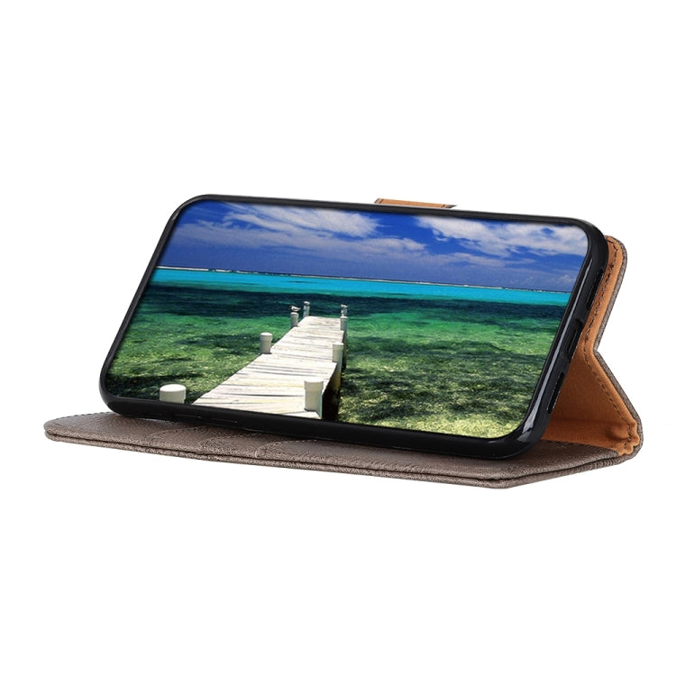 For iPhone 16e KHAZNEH Cowhide Texture Horizontal Flip Leather Phone Case(Khaki) - iPhone 16e Cases by PMC TechLife | Online Shopping South Africa | PMC TechLife | Buy Now Pay Later Mobicred
