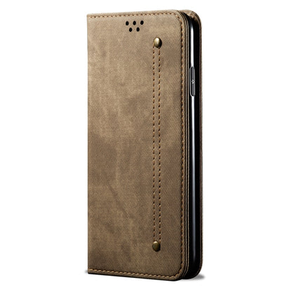 For vivo X100 Denim Texture Flip Leather Phone Case(Khaki) - X100 Cases by imak | Online Shopping South Africa | PMC Jewellery | Buy Now Pay Later Mobicred