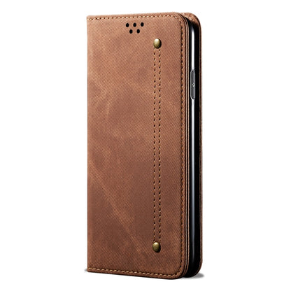 For vivo X100 Denim Texture Flip Leather Phone Case(Brown) - X100 Cases by imak | Online Shopping South Africa | PMC Jewellery | Buy Now Pay Later Mobicred