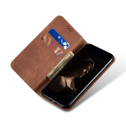 For vivo X100 Denim Texture Flip Leather Phone Case(Brown) - X100 Cases by imak | Online Shopping South Africa | PMC Jewellery | Buy Now Pay Later Mobicred