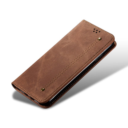 For vivo X100 Denim Texture Flip Leather Phone Case(Brown) - X100 Cases by imak | Online Shopping South Africa | PMC Jewellery | Buy Now Pay Later Mobicred