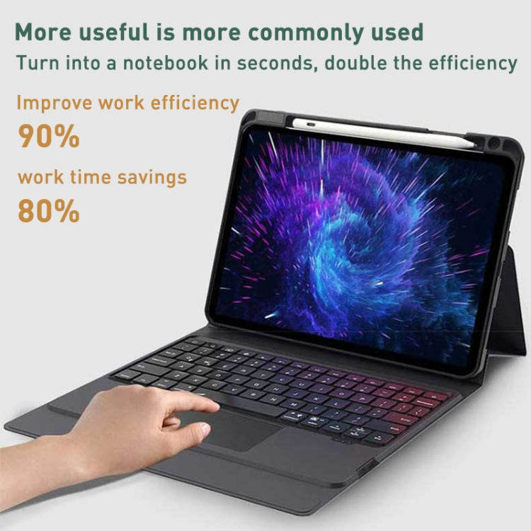 For iPad Pro 12.9 2022 / 2021 / 2020 Integrated Bluetooth Keyboard Leather Case with Backlight & Touchpad(Black) - For iPad Pro by PMC TechLife | Online Shopping South Africa | PMC TechLife