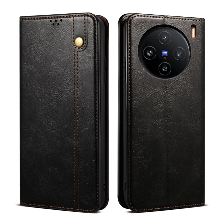 For vivo X100 Oil Wax Crazy Horse Texture Leather Phone Case(Black) - X100 Cases by imak | Online Shopping South Africa | PMC Jewellery | Buy Now Pay Later Mobicred