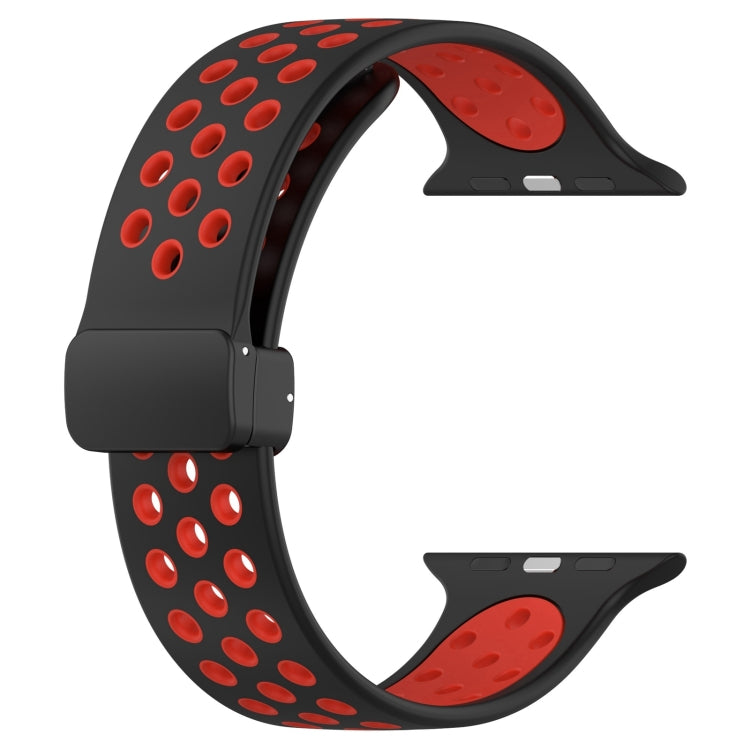 For Apple Watch SE 2023 40mm Magnetic Buckle Silicone Watch Band(Black Red) - Watch Bands by PMC Jewellery | Online Shopping South Africa | PMC Jewellery