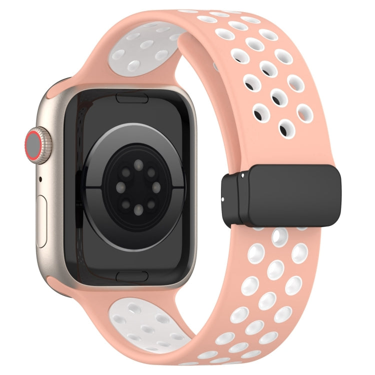 For Apple Watch Ultra 2 49mm Magnetic Buckle Silicone Watch Band(Pink White) - Watch Bands by PMC Jewellery | Online Shopping South Africa | PMC Jewellery