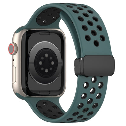 For Apple Watch Ultra 2 49mm Magnetic Buckle Silicone Watch Band(Olive Black) - Watch Bands by PMC Jewellery | Online Shopping South Africa | PMC Jewellery